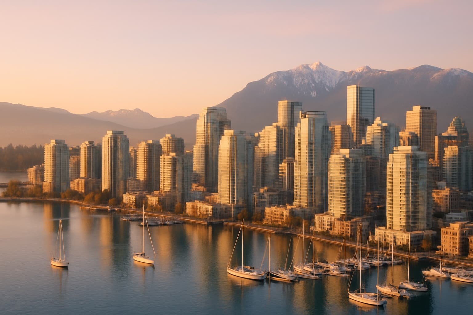 Downtown Vancouver skyline with the North Shore mountains, Vancouver