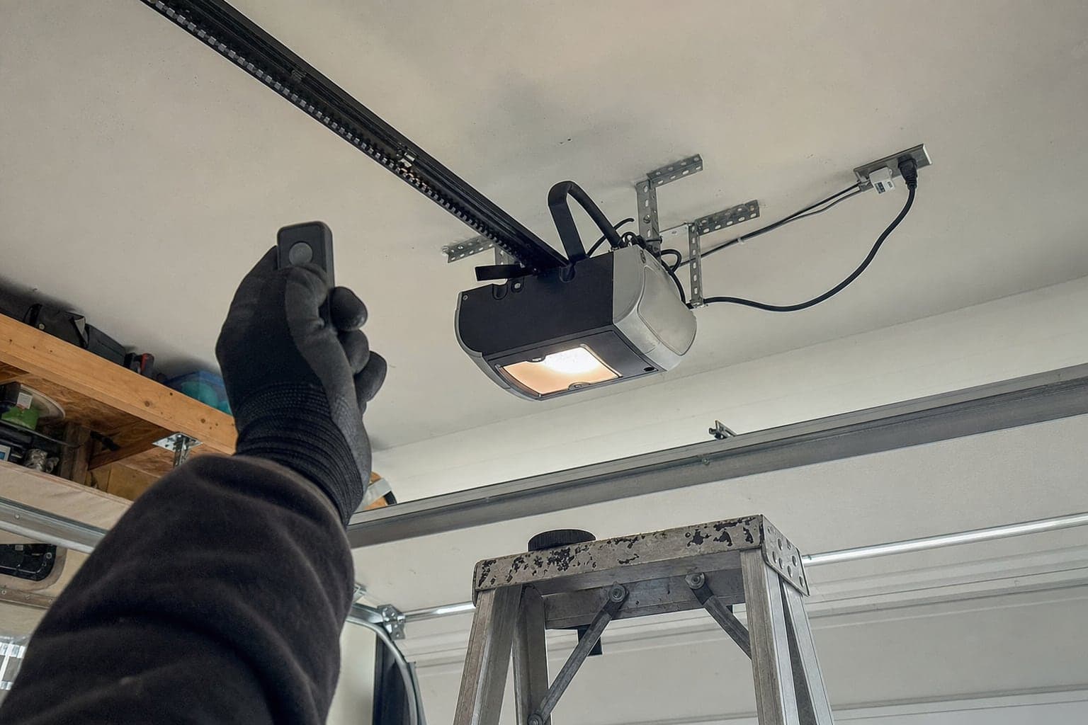 Programming a remote at a ceiling-mounted opener