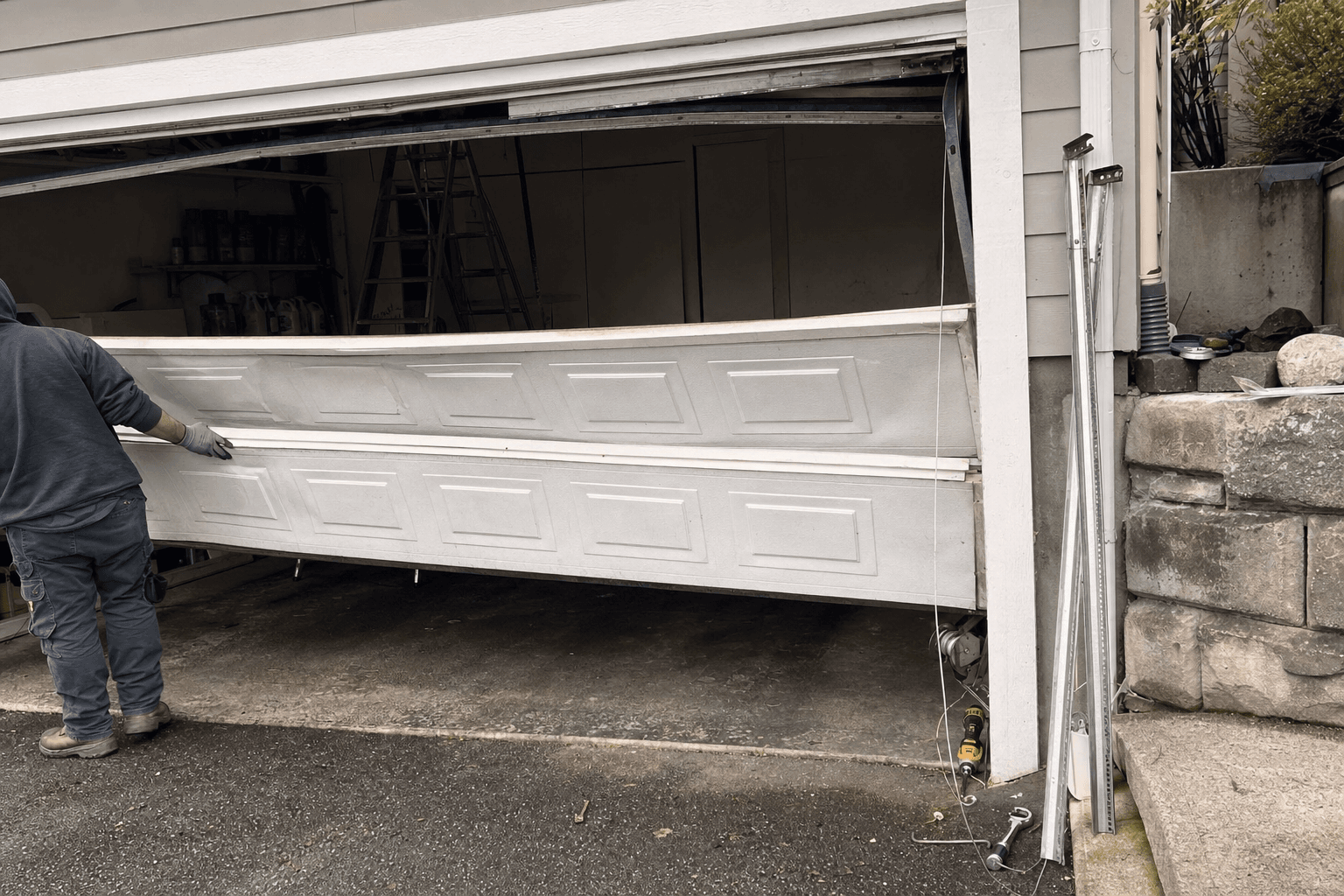 Garage door off its track in White Rock: what to do and what not to do